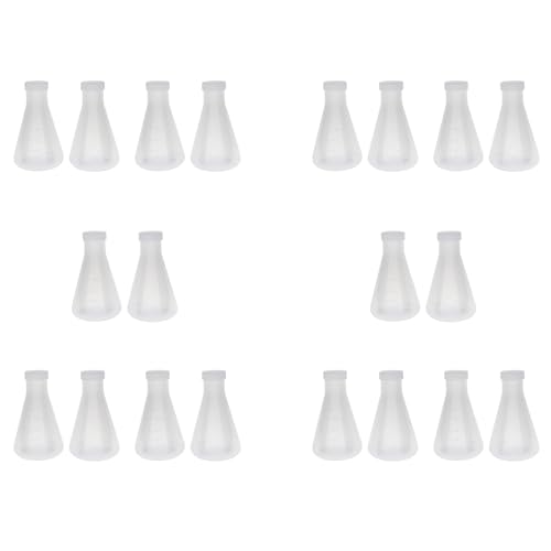 Fiole conique en plastique 250 ml graduée bouteille de laboratoire paroi épaisse lot de 20