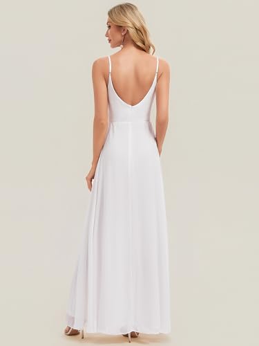 Image of Ever-Pretty Women's Sexy Side Slit V Neck Spaghetti Straps Chiffon A Line Bridesmaid Dress 0128B-PH
