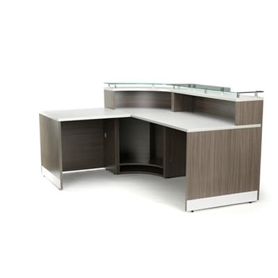 image for nbf signature series Esquire L-Shaped Reception Desk - Glass Top, Drif