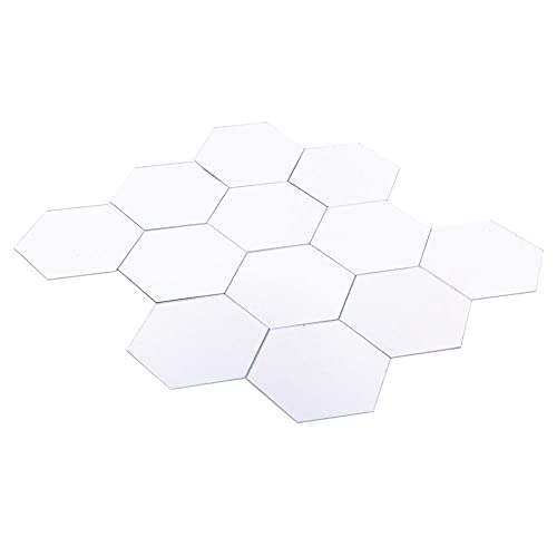 Miroir Stickers Muraux, 12 PCS Hexagone Miroir Art DIY Maison Décoratif Hexagonal Acrylique Miroir Feuille Murale En Plastique Miroir Carreaux pour La Maison Salon Chambre Canapé TV Fond Sticker Mural