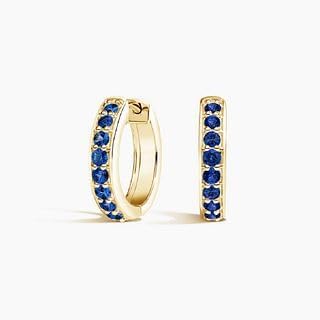 Pretty 14K Yellow Gold Finish 925 Sterling Silver 2.00 Carat Blue Diamond Sapphire Huggie Hoop Earrings