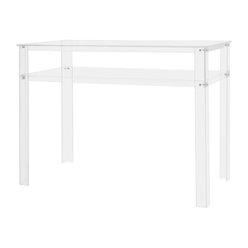 Loobiiny Escritorio de 2 niveles de acrílico transparente, mesa auxiliar para ordenador, 100 x 50 x 75 cm, 20 kg, carga por nivel, mesa de oficina, moderno, resistente, de acrílico, para dormitorio