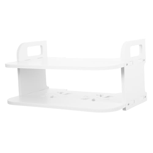 LALAFINA 1 Set Wall Mounted Router and Projector Holder No Drill Installation Two Hollow Design Storage Shelf for Routers and Media Devices Space Saving Wall Rack for Living Room