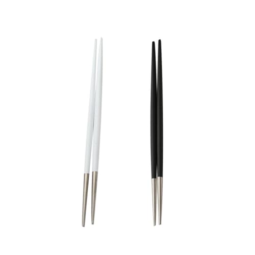 Hohopeti Palillos Japoneses Punta Afilada de Acero Inoxidable 2 Pares Reutilizables para Sashimi y Vajilla del Hogar en Negro y Plata Utensilios Portátiles para Uso Diario y Viajes