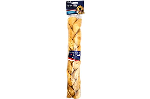 Pet Factory 100% Made in USA Beefhide 12" Braided Stick Dog Chew Treat - Chicken Flavor, 1 Count/1 Pack