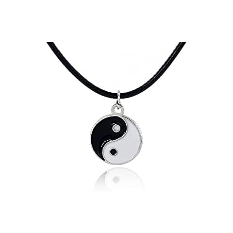LAFATINA Yin and Yang Punk Chokers Necklaces Black Leather Cord Chain Collar Necklace for Women Men Neckband for Halloween Back to School Graduation Cover