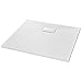 vidaXL Plato Ducha Resina Textura Pizarra Extraplano Antideslizante Mineral Fibra Vidrio Resistente Duradero Fácil Limpiar Cuadrado Blanco 90x80 cm