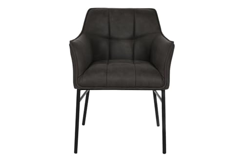 Chaise en microfibre premium aspect cuir vieilli et structure en metal noir - 7