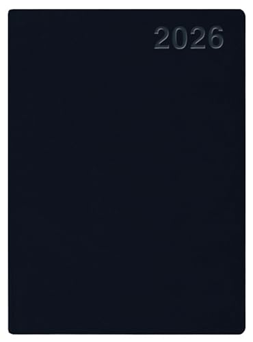 Handwerker-Kalender PVC schwarz 2026: Flexibler Taschenkalender mit karierten Seiten. Format: 10,5 x 14,8 cm.