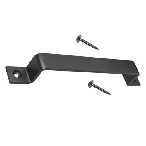 SEWACC Tirador Puerta Granero Negro de Hierro Vintage Doble Cara Resistente para Garaje Mango de Puerta Corredera Estilo Antiguo
