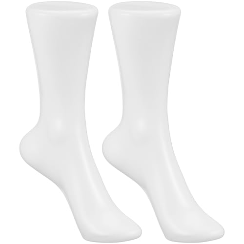 Alipis 2pcs White Plastic Female Foot Mannequin for Sock Display, Thickened Anklet Model Stand for Shops, 11.61*8.46*3.66inch