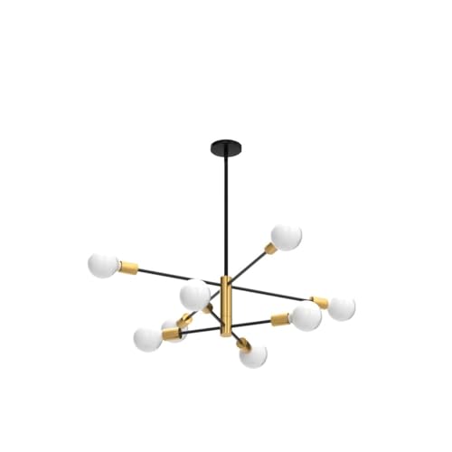 KAISITE Modern Sputnik Chandelier - 8-Light Ceiling Light Fixture Height Adjustable Mid Century Plating Finished Black and Gold Chandelier for Bedroom Living Room Dining Room Kitchen Foyer