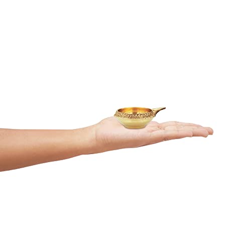 Shubhkart Premium Embossed Brass Diya Set of 3 – Handcrafted Oil Lamp Trio for Home Décor, Prayer Rooms, Yoga Corners, Festive Lighting & Gifting with Engraved Artwork and Heavy-Duty Brass Shine