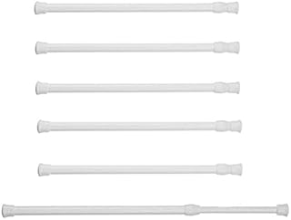 LaMure 6 Pcs Adjustable Extendable Spring Tension Rods Cupboard Multifunctional Telescopic Rod for Cupboard Bookshelf Wardrobe Bathroom (White, 30-50cm)