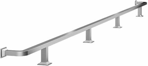 SSDDLZEQ Modelo Fijo de Suelo Kit de rieles for pies de Barra, reposapiés de Tubo Cuadrado for Barra de Bar for Isla de Cocina (Interior/Exterior)(Silver,90cm/3ft)