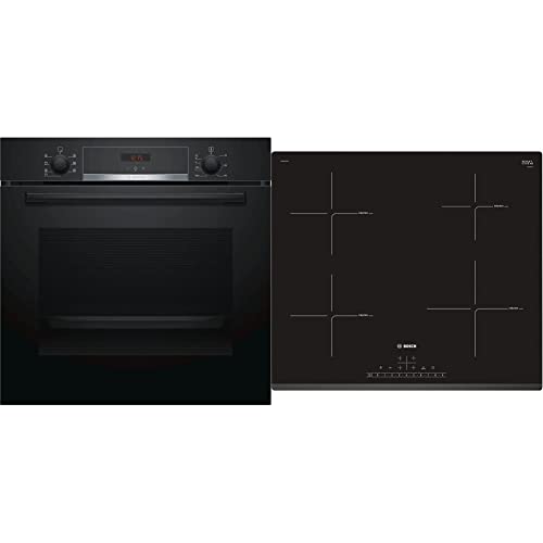 Bosch HBA533BB1 Serie 4 Einbau-Backofen & Bosch Serie 6 PIE631FB1E Einbau-Induktionskochfeld, Schwarz