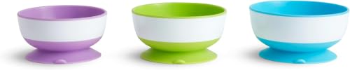 Image of Munchkin Stay Put Suction Bowls for Baby and Toddler,Blue /Green /Purple,3 Count (Pack of 6)
