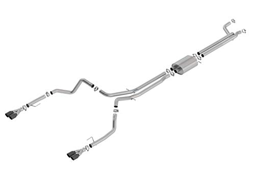 Borla 140779BC S-Type Cat-Back Exhaust System 2.75 in. Into Muffler True Dual 3.5 in. x 6 in. Single Rolled Angle-Cut Tip Dual Split Rear Exit Black Chrome S-Type Cat-Back Exhaust System