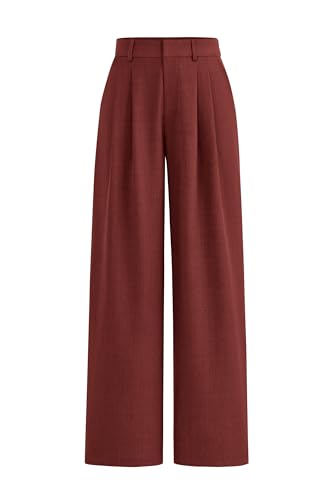 PRETTYGARDEN Women's Summer Elastic High Waisted Work Pants Straight Leg Dressy Business Casual Trousers Slacks Pockets