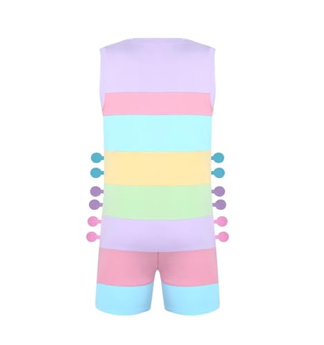 Adult Onesie for Men Sleeveless Bodysuit Romper Pajamas Colorful Striped Tank Top Funny Cosplay Outfit2