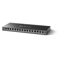 TP-Link TL-SG116P 16-Port Gigabit PoE Switch(120 Watt, IEEE-802.3af/at PoE, lüfterlos, Plug-and-Play, Robustes Metallgehäuse) Schwarz – Ansicht 1