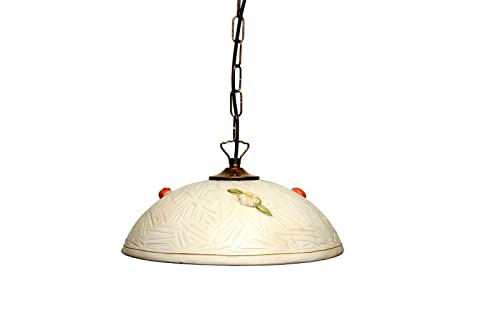Lámpara colgante de cerámica d.30 Terry clásica de 1 luz decorada con girasol 2