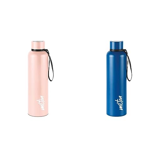 Image of Milton Aura 1000 Thermosteel Bottle, 1.05 Litre, Beige & Milton Aura 1000 Thermosteel Bottle, 1.05 Litre, Dark Blue