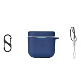 DAYJOY Soft Silicone Protective Case Cover Compatible with B&W/Bowers&Wilkins PI7/PI5 S2 Earbuds, Protective Skin Sleeve with Key Chain and Lanyard(Blue)