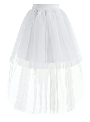 【ぴゅありぼん】ロング丈 チュールスカート シースルー 透け感 ハイウエスト レディース フリーサイズ TOKYO GOODS MARKET (G、白)