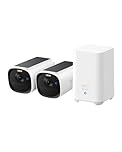 eufy Security Camera eufyCam E40 2-Cam Kit (HomeBase 2) 2K Solar Security Camera Outdoor Wireless, MaxColour Night Vision, No Monthly Fee,Work With Alexa,Cameras House Security