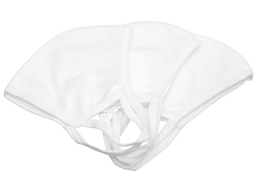 Lizey 5Pcs Cloth White Cotton Blend Face Mask Reusable Washable Nose & Mouth Cover, 3 Layer, Teens & Adults #TOP2