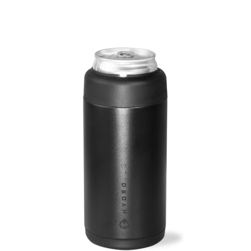 Image of HydroJug Slim Can Cooler 12 oz, Stainless Steel Can Holder, Black