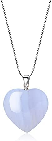 COAI Womens Love Heart Silver Chain Stone Pendant Necklace