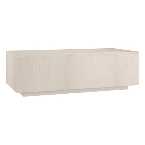 Henn&Hart 48' Rectangular Low-Profile Wood Coffee Table for Living Room, Family Room, or Office, Beech White