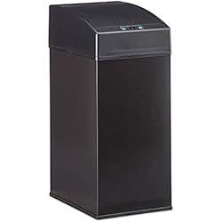 Cubo Basura 20 Cm Relaxdays Cubo Basura Cocina con Sensor, Acero, Negro, 35 X 15 X 20 Cm