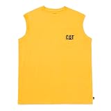 Caterpillar mens Trademark Sleeveless Pocket Tee work utility t shirts, Yellow, Large US