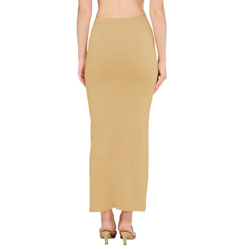 Image of DESI GIRL Cotton Lycra Stretchable Saree Shapewear Petticoat with Drawstring for Women | Fishcut Saree Petticoat with Side Slit for Easy Movement | Saree Shaper | Long inskirt