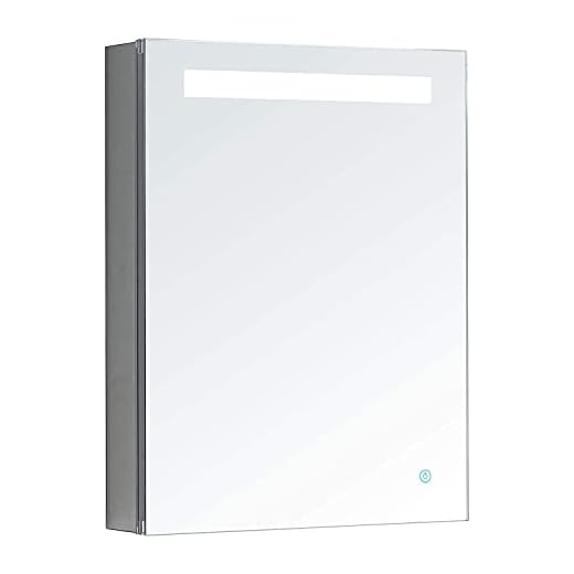 AQUADOM Pacifica, LED Medicine Cabinet, Automatic Defogger, Touch Screen Button, Electrical Outlet (20in x 26in x 5in Right Hinge)