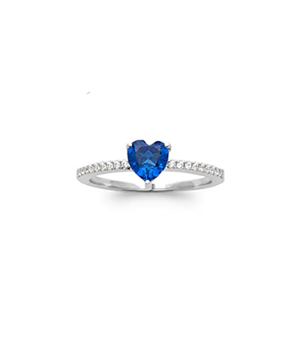 Bague en Argent 925 Tata Gisèle avec cabochon coeur bleu saphir