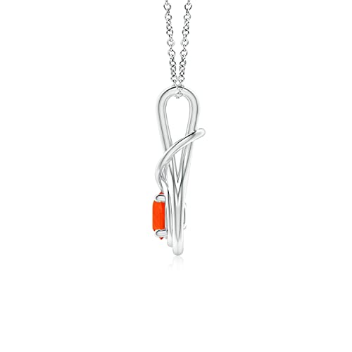 Angara Natural Fire Opal Solitaire Infinity Pendant Necklace For Women, Girls In Sterling Silver (Grade-Aaaa | 7Mm) October Birthstone Jewelry Gift For Her | Birthday | Wedding | Anniversary #TOP1