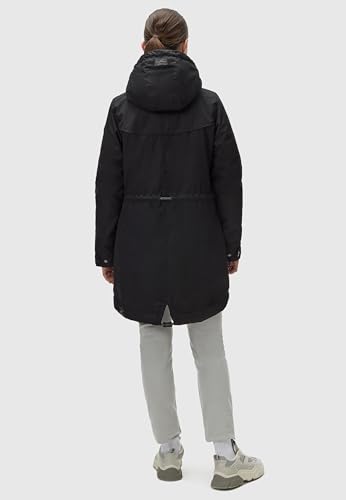 Ragwear Damen langer Mantel warme Winterjacke mit Kapuze YM-Canny Black22 Gr. M