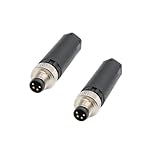 FOWIUNYE 2Pcs M8 4 Pin Male Connector, Unshiled Field Assembly Wireable Sensor IP67 A Code Straight Type Adapter 60V 4A AC/DC Industrial Circular Connector Black