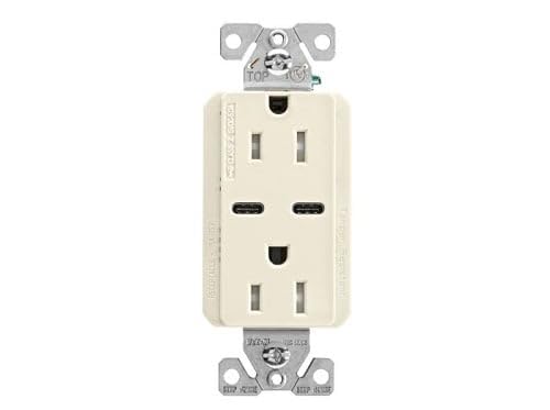 Prise double Eaton amande avec ports USB C pour un salon épuré