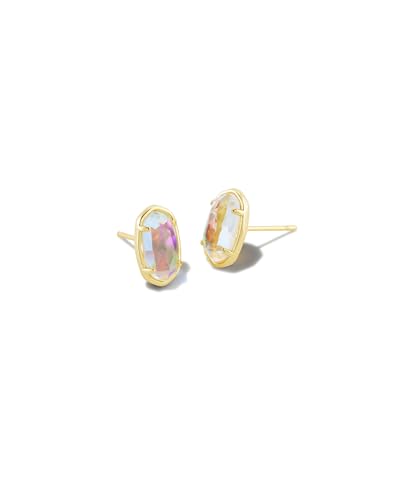 Kendra Scott Grayson Stone Stud Earrings in Dichroic Glass, 14k Gold-Plated Brass, Fashion Jewelry for Women