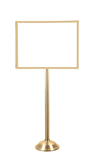 Image of Lawrence metal 1310T-2P-2228HD-H Sign Stand, Traditional Base, Heavy Duty Frame, Horizontal, Polished Brass, 22 inch x 28 inch