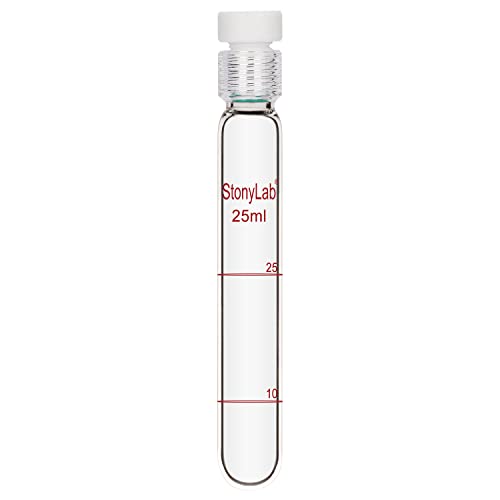 stonylab - stonylab Tube à Essai en Verre avec Capuchon PTFE, Épaissir Verre Borosilicaté Fond Plat Réutilisable Gradués Résistants à la Pression Tubes Colorimétriques Tubes de Culture avec Bouchon à Vis PTFE