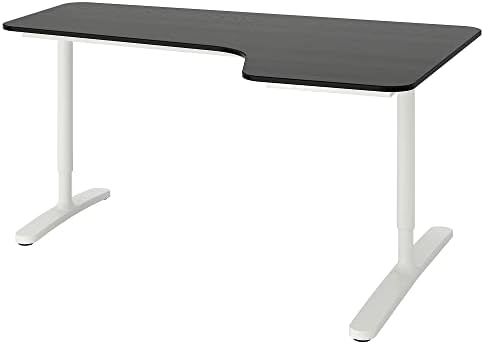 Ikea BEKANT Right Corner Desk 160 x 110 cm Black Stained White Ash