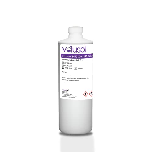 Laboratory Grade, Denatured Ethanol 95%, ACS Grade Reagent Alcohol, Do not use on Body or Skin - 16 oz. / 500 mL