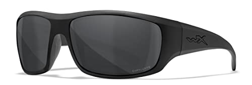 Wiley X WX Omega Captivate Polarized Sunglasses, ANSI Z87 Safety Glasses for Men and Women, UV Eye Protection for Shooting, Fishing, Biking, and Extreme Sports, Matte Black Frames, Smoke Grey Tinted Lenses Ballistic Rated