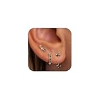 Silver Black Earrings for Women, 925 Sterling Silver Hypoallergenic Earrings Set for Multiple Piercing, Hoop Jacket Studs Earrings Trendy Jewelry Gifts
